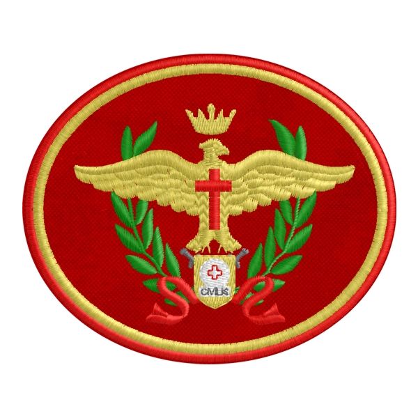 Patch da berretto ENGEA prova reale ricamat su base rossa