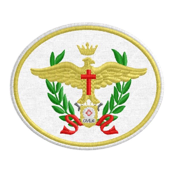 Patch da berretto ENGEA prova reale ricamat su base rossa