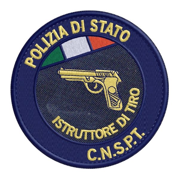 Bollo tondo ISTRUTTORE DI TIRO Polizia di Stato ,ricamato in bassa visibilita Cod.20161120_B