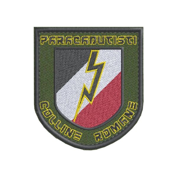Patch ricamata PARACADUTISTI COLLINE ROMANE su fondo verde militare  Cod. 20161122_A