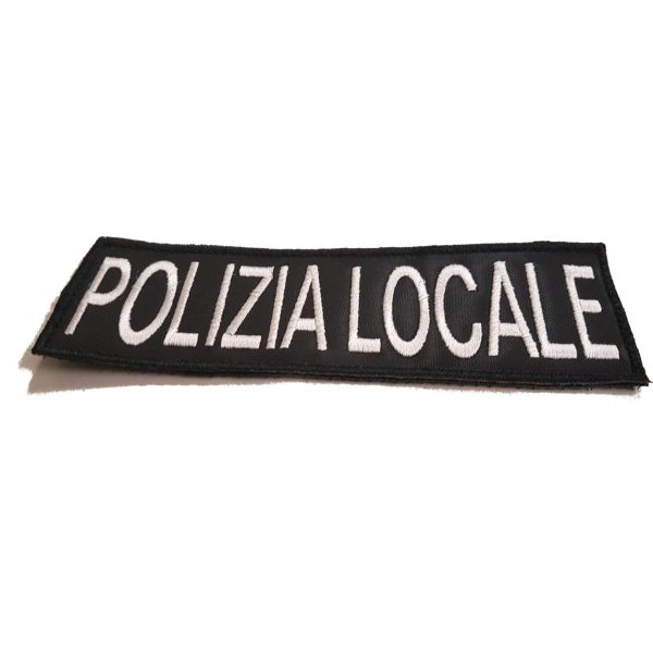 Patch scritta ricamata POLIZIA LOCALE Cm.16 x 5 Cod.20161205_A