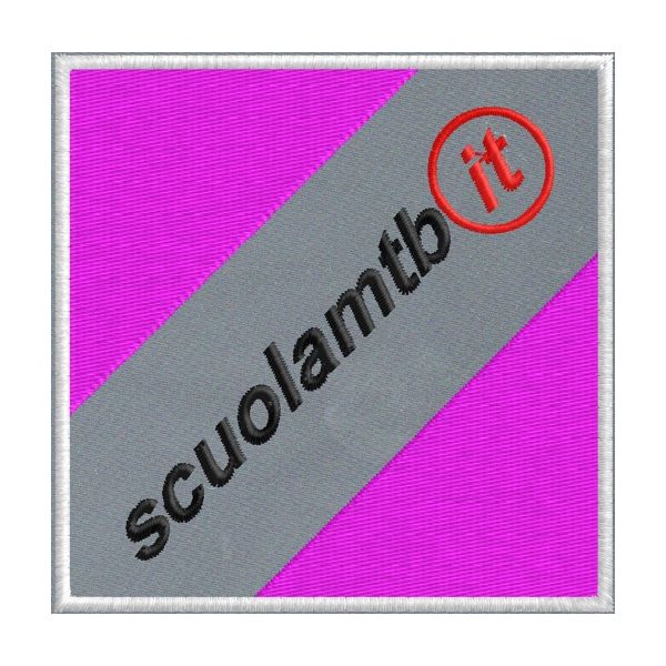Patch ricamato Scuola mtb (it) cm. 8,5 x 8,5 su base bianca