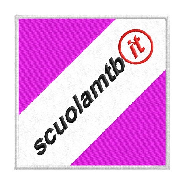 Patch ricamato Scuola mtb (it) cm. 8,5 x 8,5 su base bianca