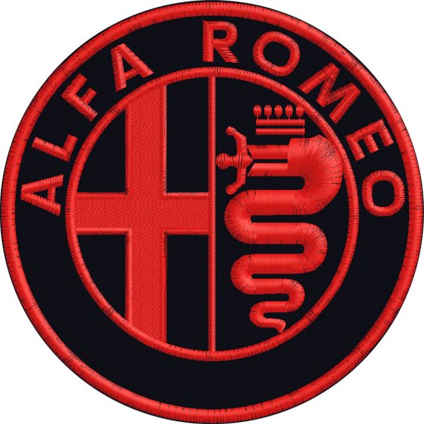 Patch Stemma Alfa monocolore su fondo nero Cod.20160719_A diam.30