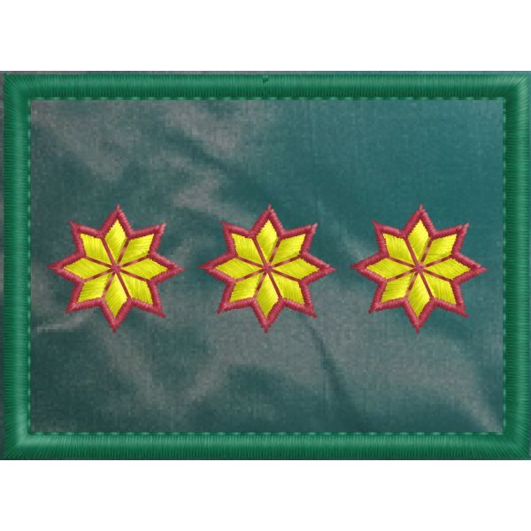 Patch ricamato cm.7 x 5 con 3 stelle fondo verde cod.20170105_A