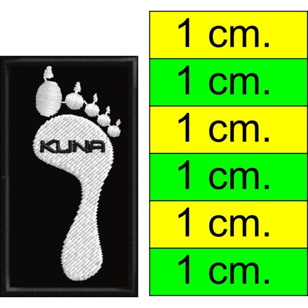 Patch ricamata Orma con scritta KUNA cm. 5 x 3  Cod. 20170115_A