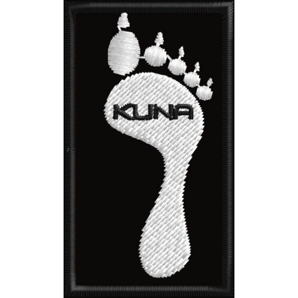 Patch ricamata Orma con scritta KUNA cm. 5 x 3  Cod. 20170115_A