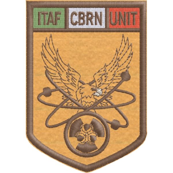 PATCH Ricamato ITAF CBRN UNIT , su base tessuto BLU NAVY