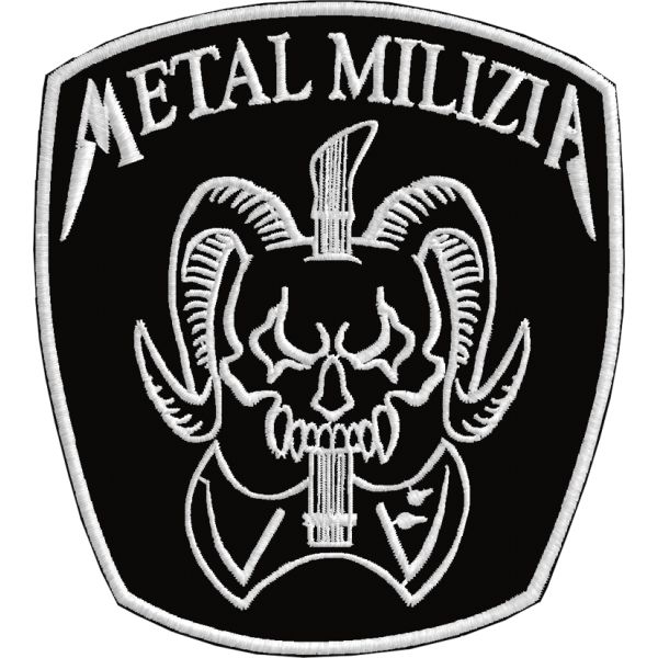 Teschio di bufalo Metal Milizia cm.10,5 x 9,5 , patch ritagliato su forma