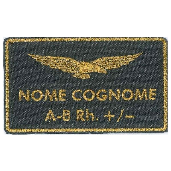 Patch ricamata nome pilota civile con Gruppo Sanguigno