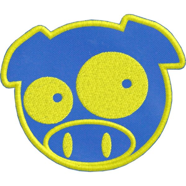 Patch piccolo cm. 10 x 8 ricamato PIG subaru su base di tessuto blu Cod.2017421_A