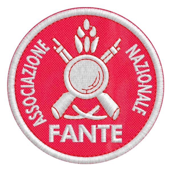 Path ricamato ASSOCIAZIONE NAZIONALE FANTE , su base tessuto rosso 