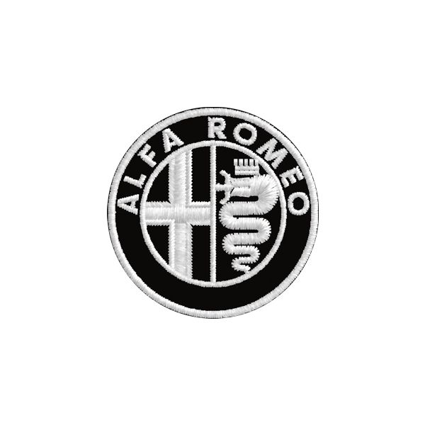 Patch Stemma Alfa monocolore su fondo nero Cod.20170506_A diam.3,5