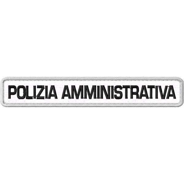 PATCH ricamato POLIZIA AMMINISTRATIVA CM. 10 X 1,5 su base blu