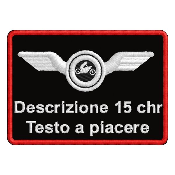 Patch ricamato su base nera Guida veloce Moto Cod.20170519_A-moto 