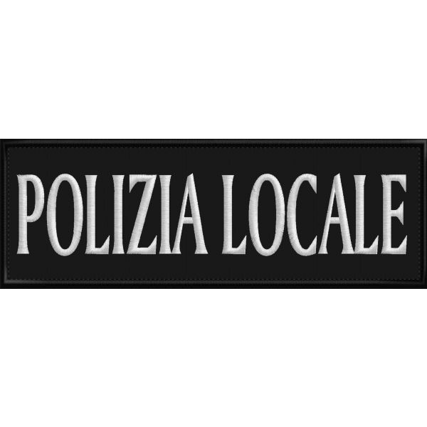 Patch scritta ricamata POLIZIA LOCALE Cm.28 x 10 Cod.20170521_A