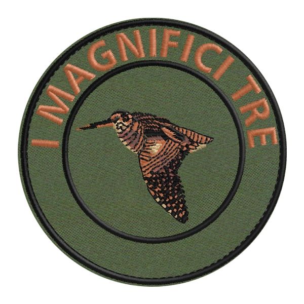 Patch ricamato diametro cm.9 con beccaccia (I MAGNIFICI tre ) Cod.20170524_A