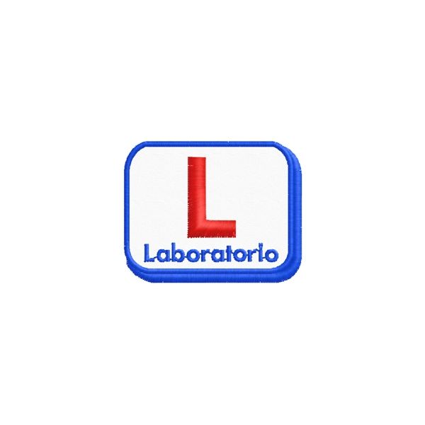 Patch ricamato rettang.cm. 3 x 4 ( Laboratorio ) cod. 20170525_D
