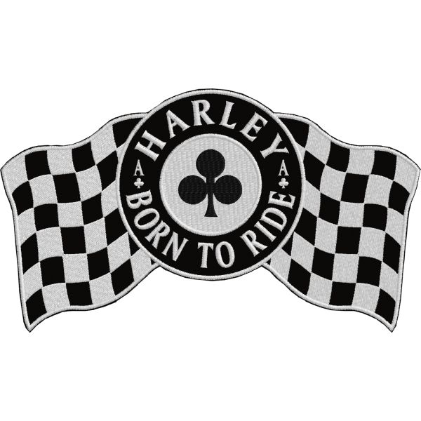 Patch Bandiere a scacchi Harley free to ride con simbolo fiori E FILO GRIGIO SCURO