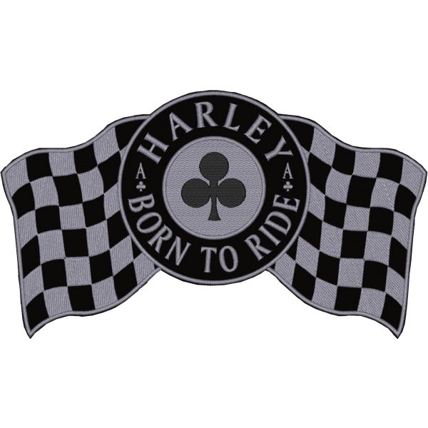 Patch Bandiere a scacchi Harley free to ride con simbolo fiori E FILO GRIGIO SCURO