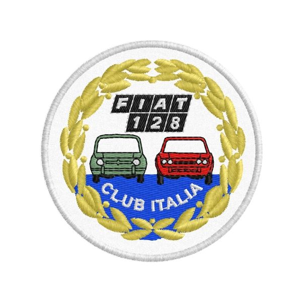 Path ricamato FIAT 128 club Italia , su base tessuto bianco Cod.20170611_A