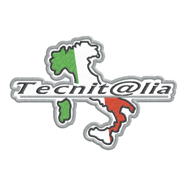 Patch ricamata Cm.9 x 6 Logo (Tecnit@lia)  su base bianca Cod.20170618_A
