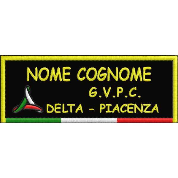 Patch ricamato Nominativo PROTEZIONE CIVILE DELTA - PIACENZA Cod.20170705_A