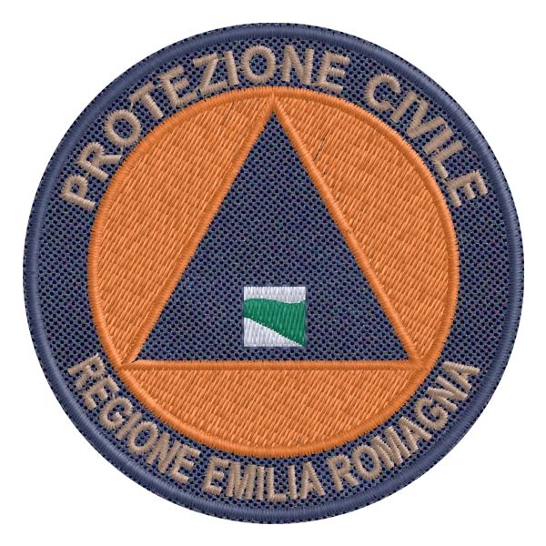 Patch ricamato PROTEZIONE CIVILE REGIONE EMILIA ROMAGNA Cod.20170706_A diam.70 mm.