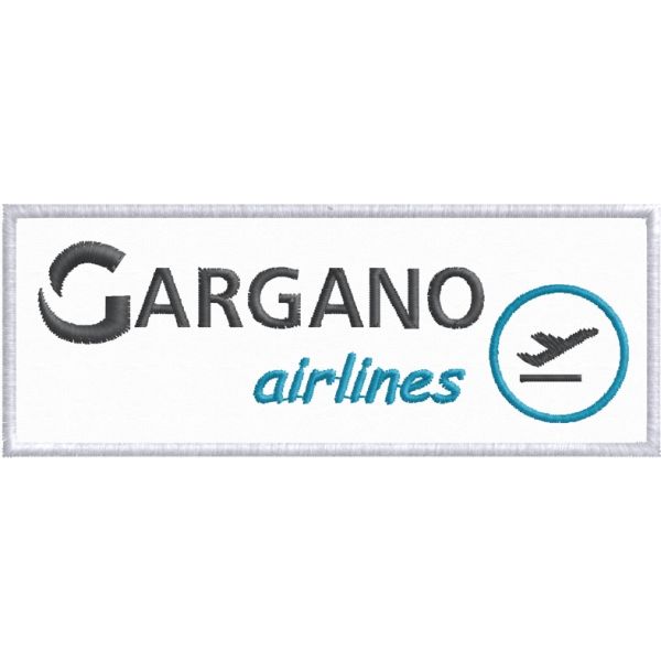 Patch ricamato GARGANO AIRLINES stemma rettangolare cm.10 x 3 Cod.20170716_A