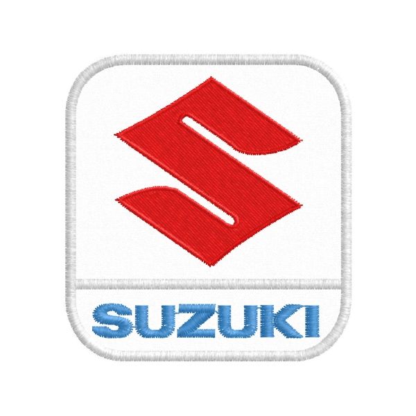 Patch Ricamato LOGO S suzuki cm. 7 x 7,5 personalizzato su base bianca