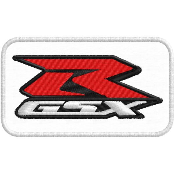 Patch Ricamato LOGO Suzuki GSX R cm. 9 x 5 personalizzato SU BASE BIANCA