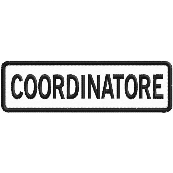Patch ricamato su base cm. 10 scritta COORDINATORE SU BASE BLU