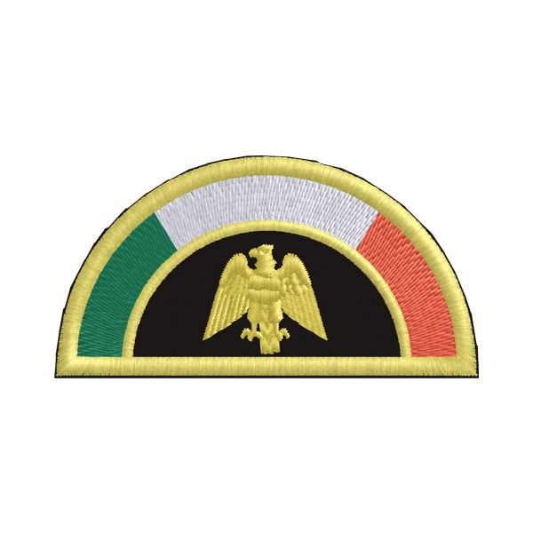 Patch ricamato a mezzaluna con aquila su base cm.8 e altezza cm.4  Cod.20170911_A