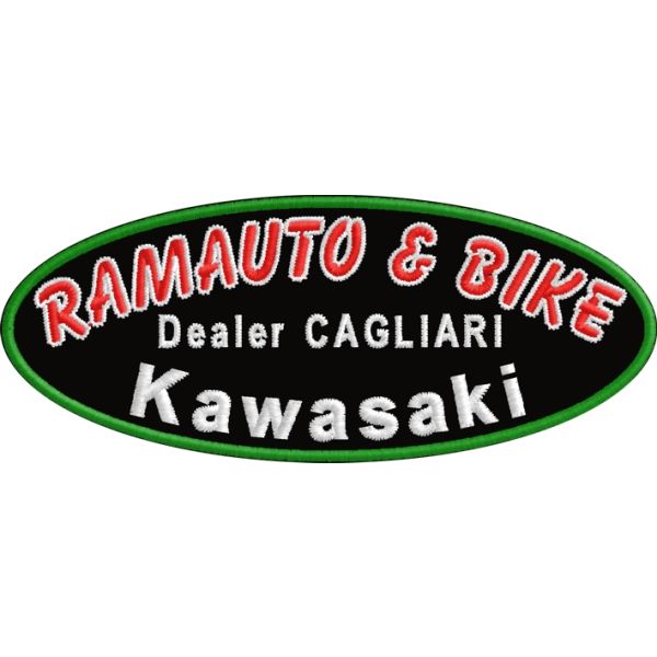 Patch ricamata KAWASAKI dealer RAMAUTO SU BASE CM.12 Cod.20170925_A