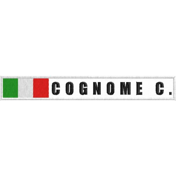 Etichetta personalizzata ricamata su base bianca CON testo a piacere