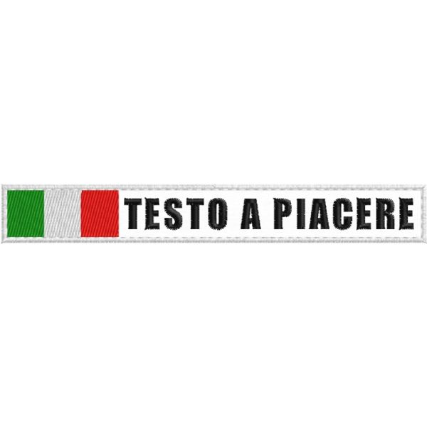 Etichetta personalizzata ricamata su base bianca CON testo a piacere