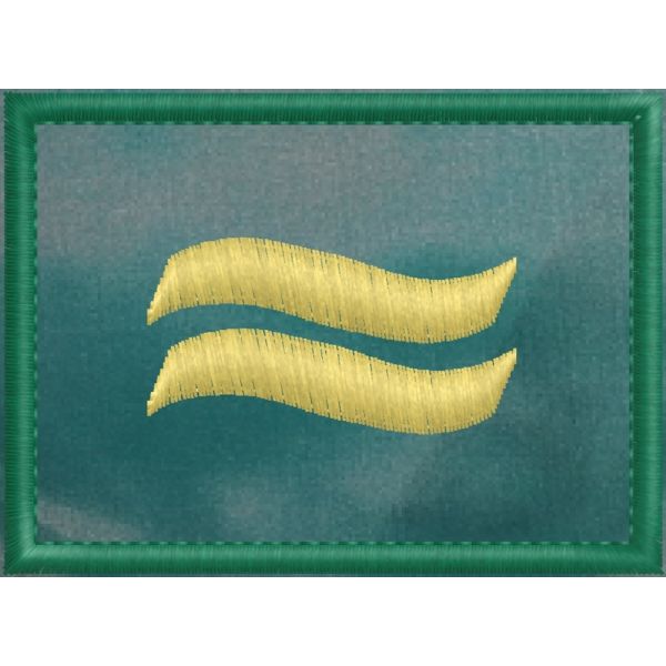 2017NOR05 Patch ricamato cm.7 x 5 con 2 onde dorate su fondo verde grado (Secondo ISPETTORE Tecnico)