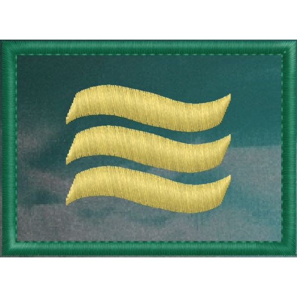 2017NOR06 Patch ricamato cm.7 x 5 con 3 onde dorate su fondo verde grado(Primo ISPETTORE TECNICO)