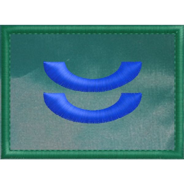 2017NOR08 Patch ricamato cm.7 x 5 con 2 onda blu su fondo verde grado (Primo TECNICO Superiore)