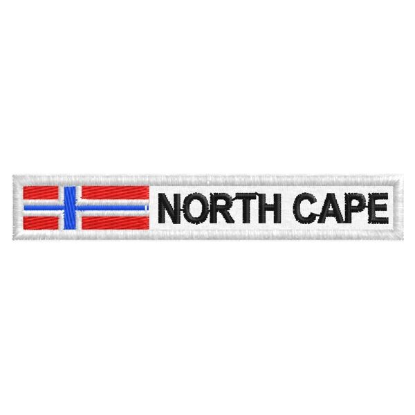 Bandiera ricamata NORTH CAPE capo nord mis. 70 x 10 mm. Cod. 20171018_A