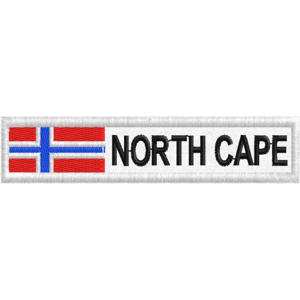 Bandiera ricamata NORTH CAPE capo nord mis. 90 x 20 mm. Cod. 20171019_A