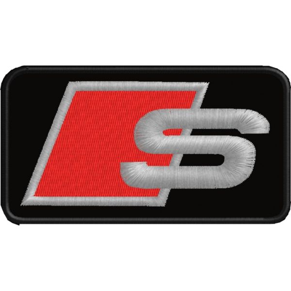 Patch ricamato logo AUDI S-LINE su base cm.9  Cod.20171024_A