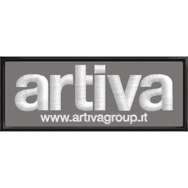 Patch ricamato Logo ARTIVA group su base 105 mm. Cod.20171026_A