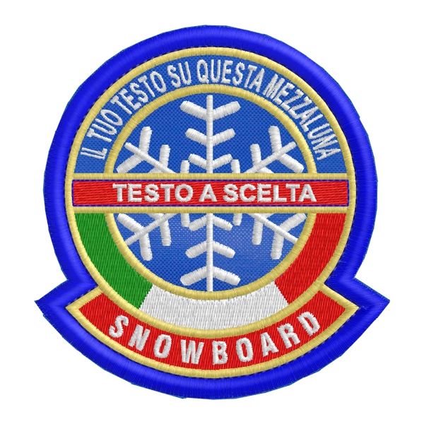 Stemma da SNOWBOARD Diametro 85 mm. con testo a piacere 