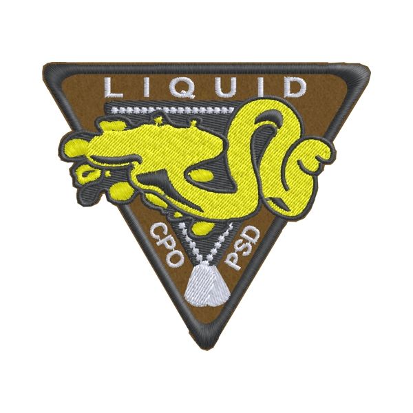 Patch triangolare LIQUID CPO PSD con cobra su base panno cod.20171121_A
