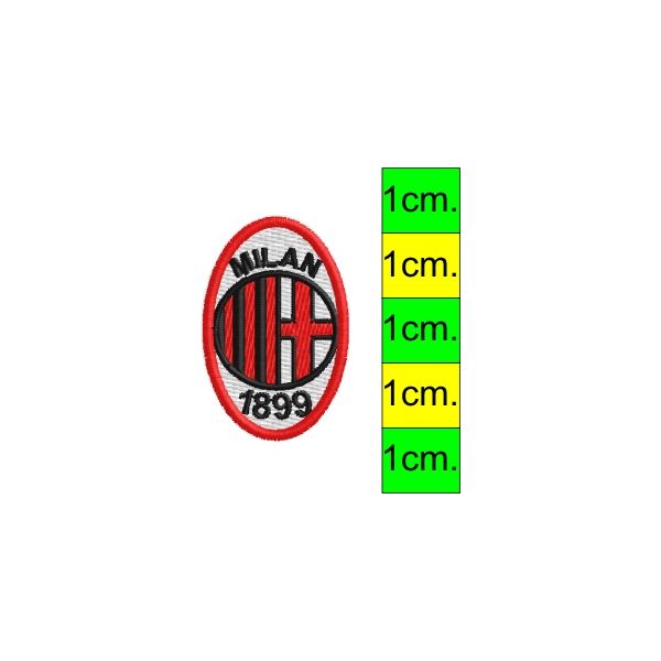 Patch  ricamato codice 2017_MILAN, misura cm. 3,5 x 2,3 