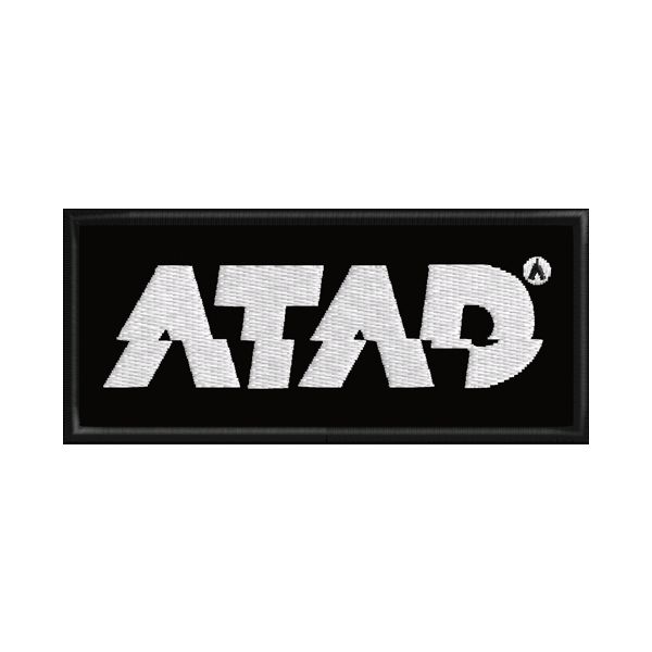 Patch ricamato rettangolare logo A T A D mm. 80 per 35 di altezza Cod.20180110_A