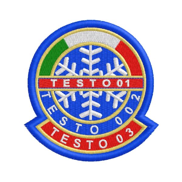 Stemma ricamato con TESTO A PIACERE da sci Cod.20180112_A