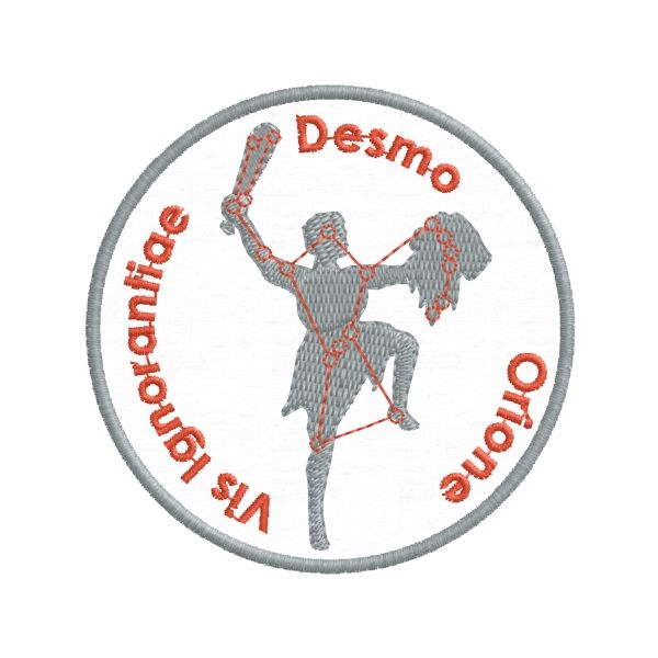 Stemma Ricamato Desmo Orione Vis Ignorantiae su base bianca Cod.20180126_A
