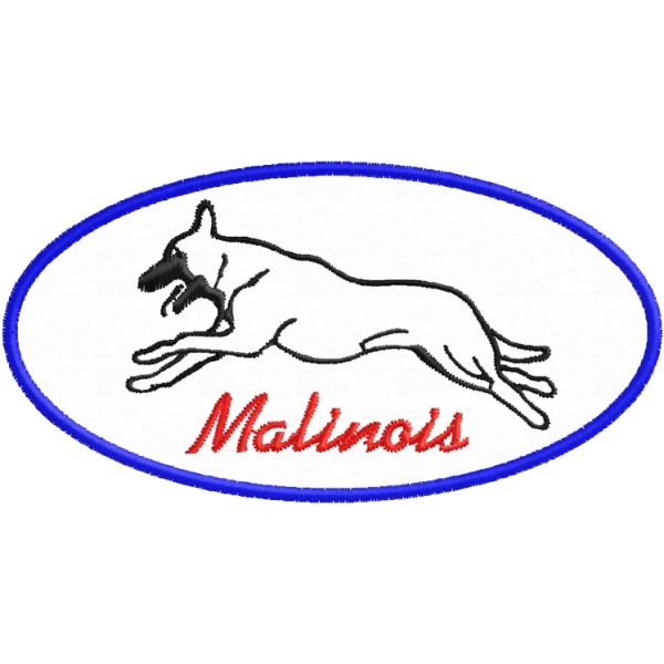 Patch ricamato ovale cm. 9,5 x 5 CINOFILO Malinois Cod.20180219_A